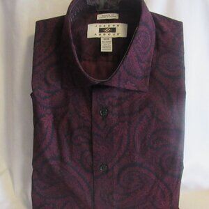 Joseph Abboud Modern Fit Size M Mens Long Sleeve Shirt Purple Black Paisley M373